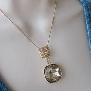 Monet Necklace with Large Golden Stone Pendant